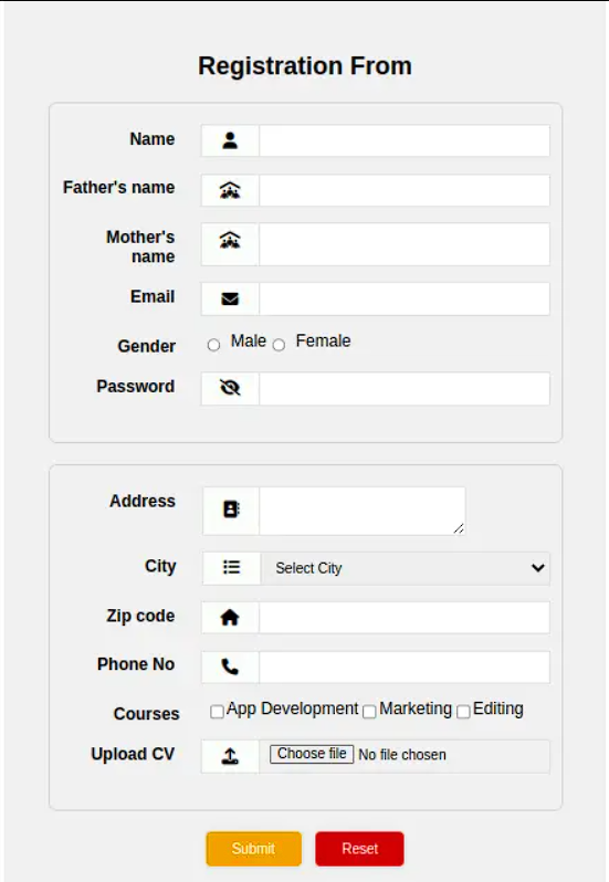 Registration Form (HTML-JS-CSS-PHP) -Freelance
